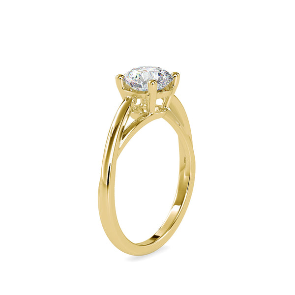 Brilliant Round Cut 4 Prong Diamond Engagement Ring Yellow gold