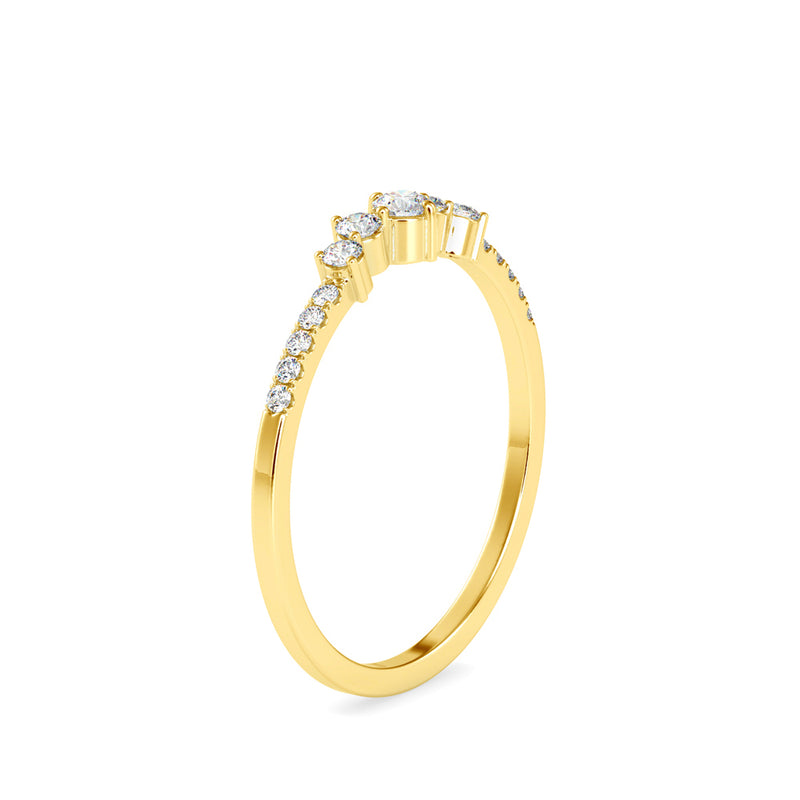 Heady Crest Diamond Stone Ring Yellow gold