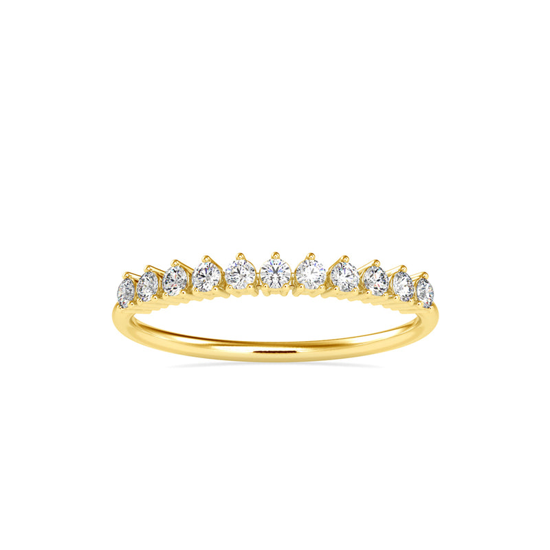 Round Stone Chaplet Diamond Ring Yellow gold