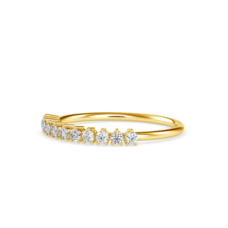 Round Stone Chaplet Diamond Ring Yellow gold