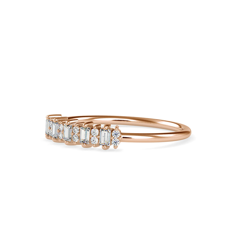 Baguette Lenore Diamond Stone Ring Rose gold