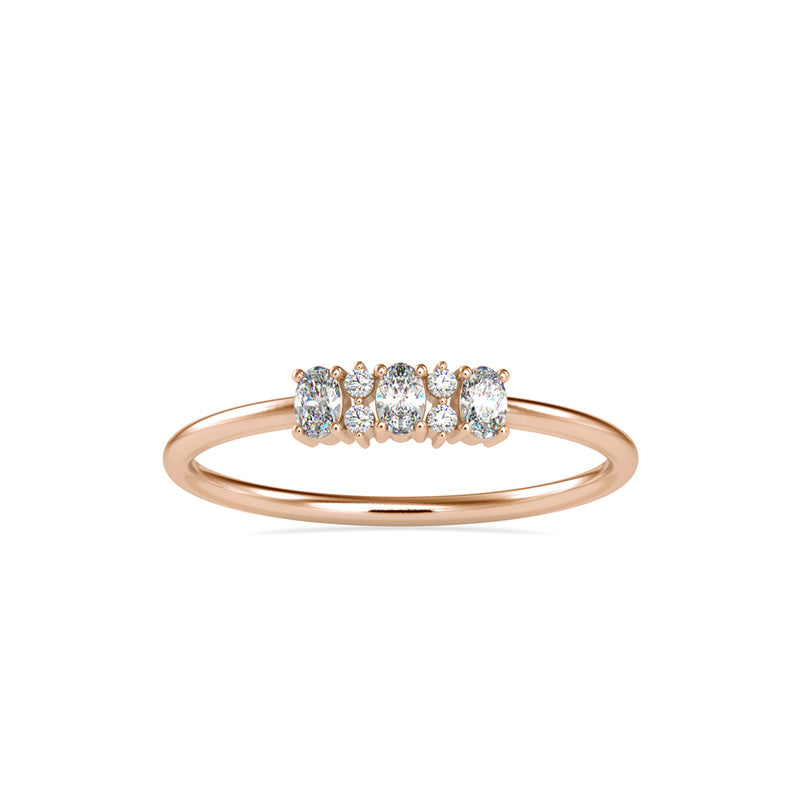 Ibelin Oval Stone Diamond Ring Rose Gold