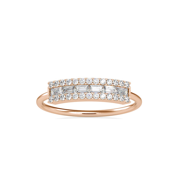 Baguette Lunatic Stone Diamond Ring Rose Gold