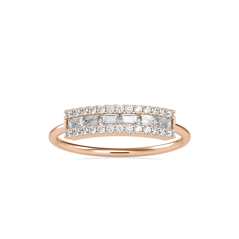 Baguette Lunatic Stone Diamond Ring Rose Gold