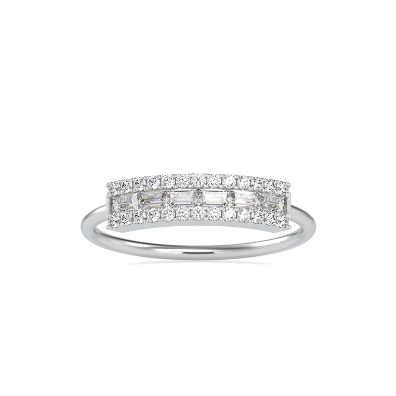 Baguette Lunatic Stone Diamond Ring White Gold