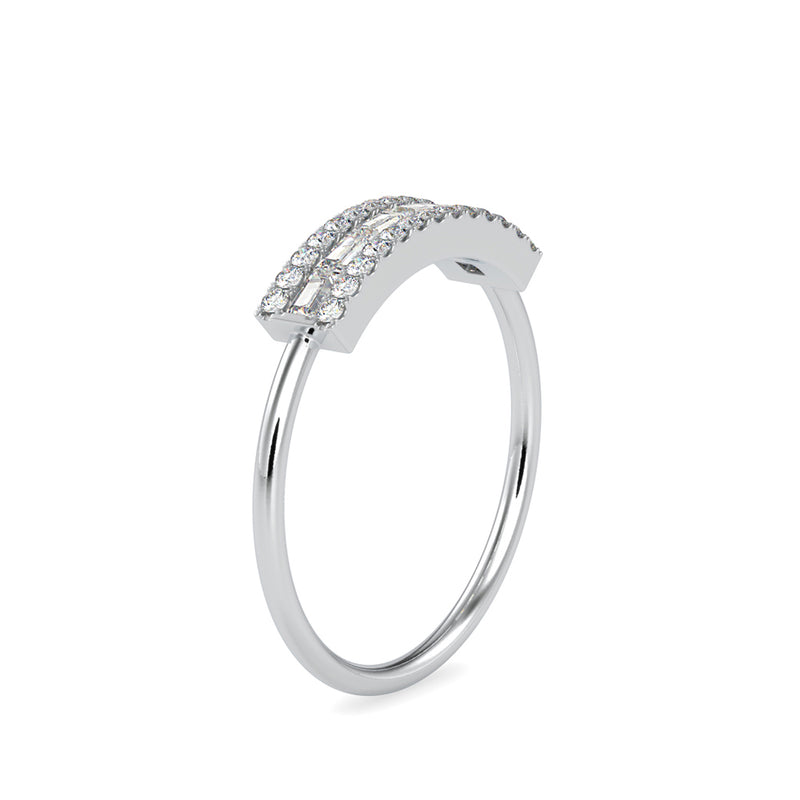 Baguette Lunatic Stone Diamond Ring Platinum