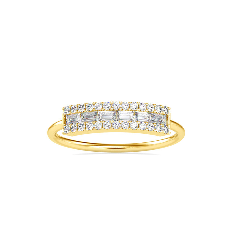 Baguette Lunatic Stone Diamond Ring Yellow Gold