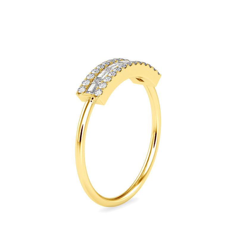 Baguette Lunatic Stone Diamond Ring Yellow Gold