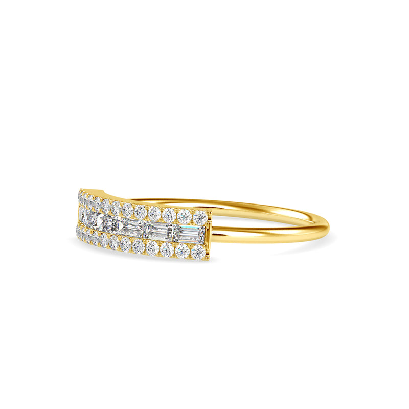 Baguette Lunatic Stone Diamond Ring Yellow Gold