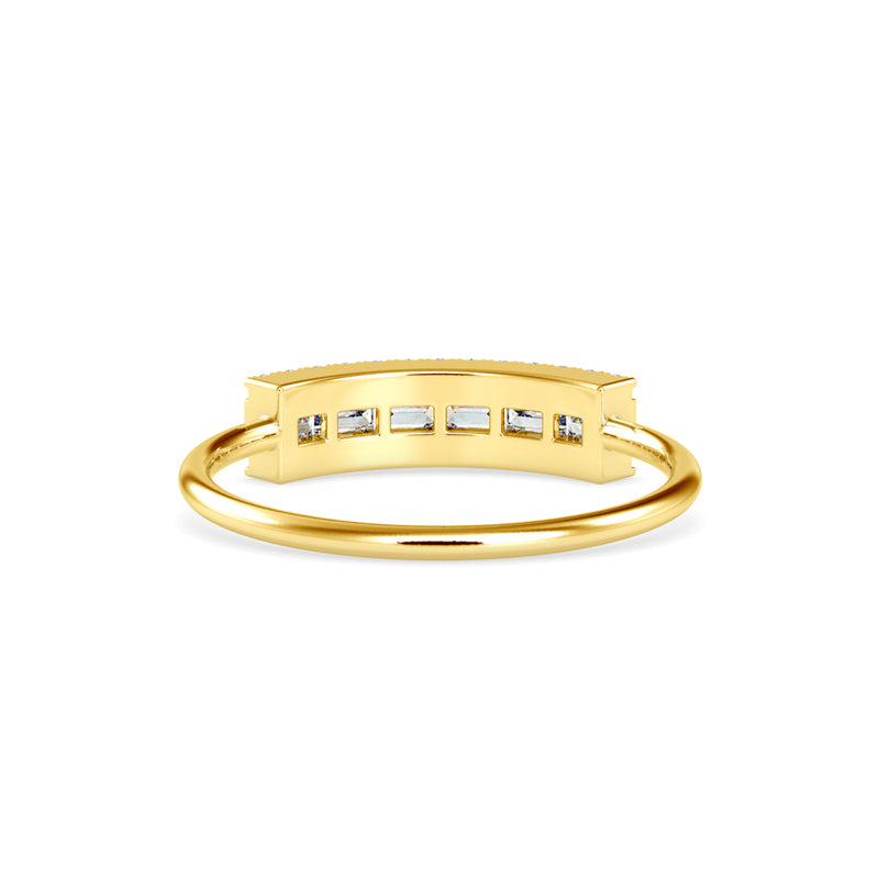 Baguette Lunatic Stone Diamond Ring Yellow Gold