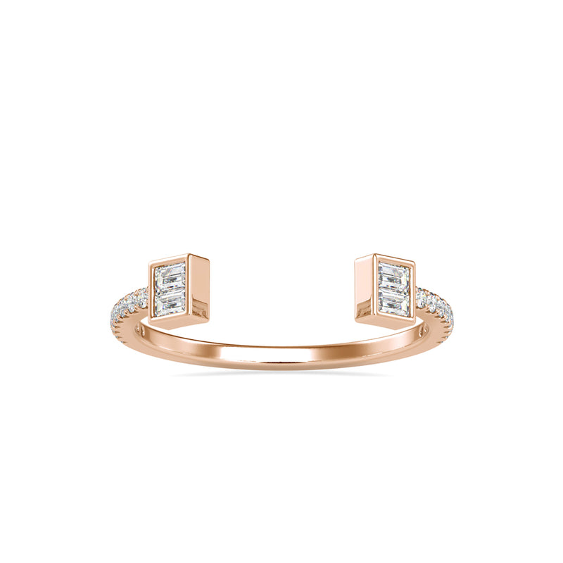 Baguette Diamond Halved Ring Rose Gold