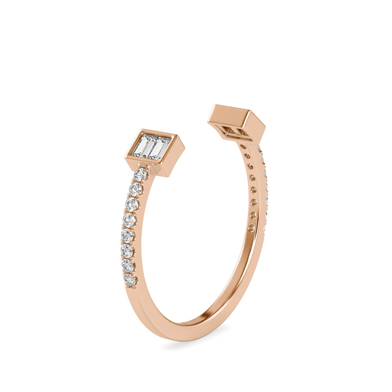 Baguette Diamond Halved Ring Rose Gold