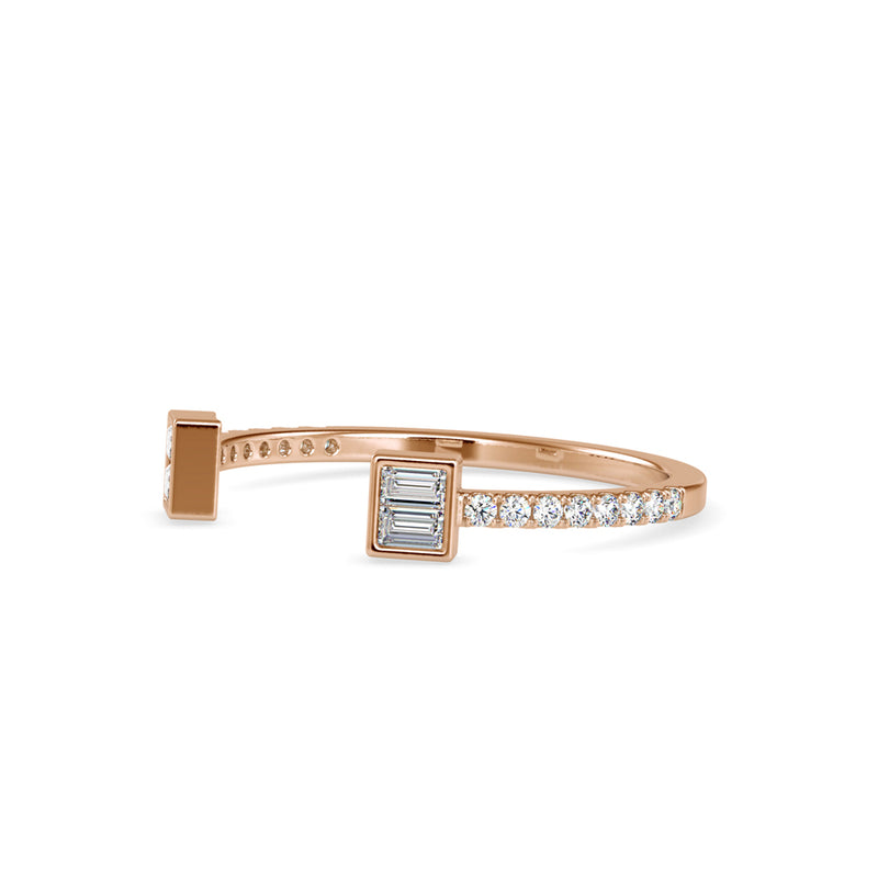 Baguette Diamond Halved Ring Rose Gold