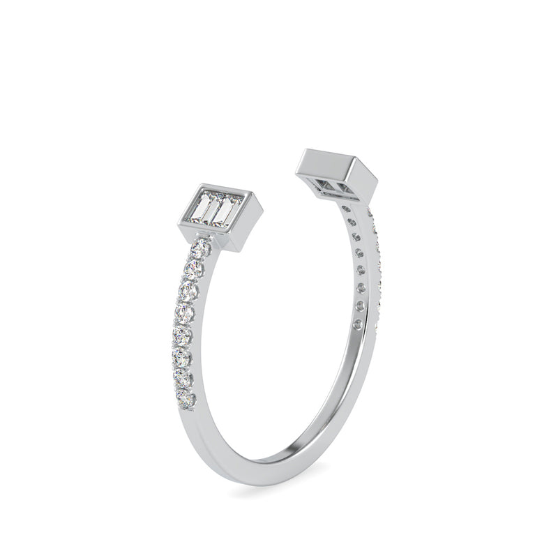 Baguette Diamond Halved Ring White Gold