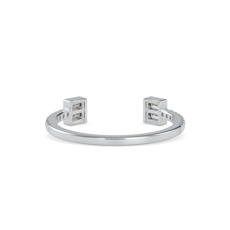 Baguette Diamond Halved Ring White Gold