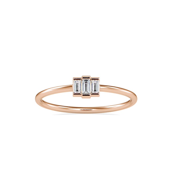 Trigona Baguette Diamond Ring Rose Gold