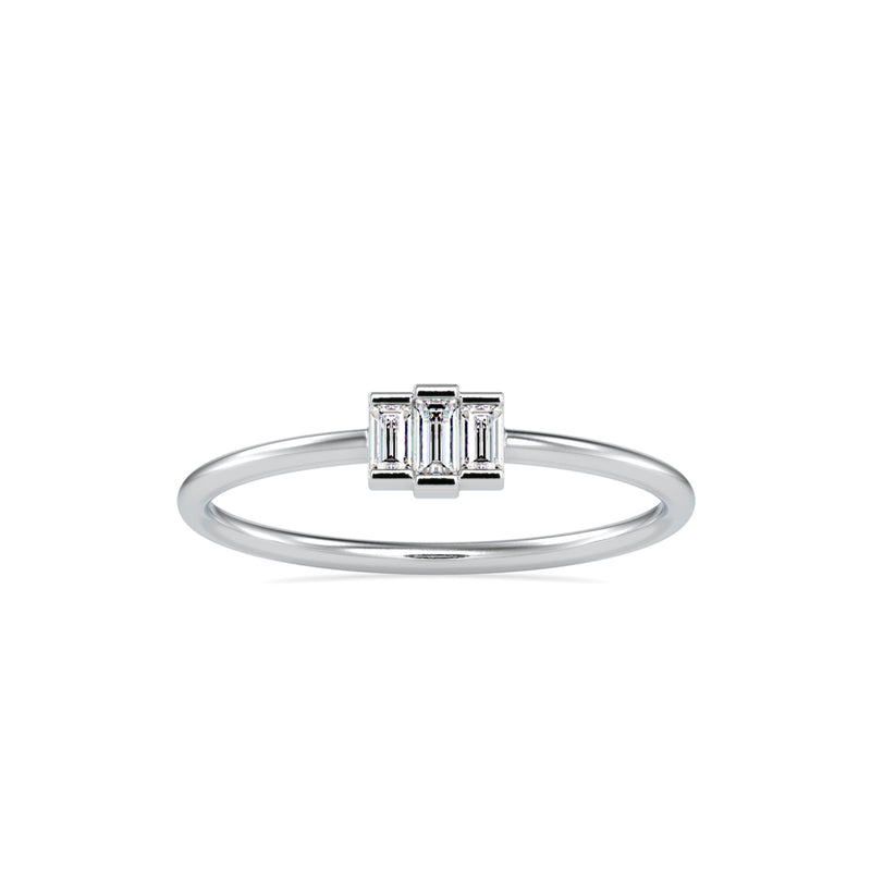 Trigona Baguette Diamond Ring White Gold