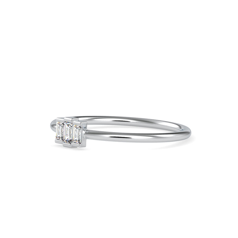 Trigona Baguette Diamond Ring White Gold