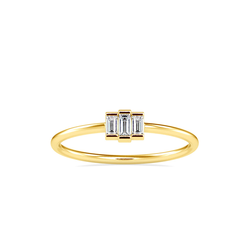 Trigona Baguette Diamond Ring Yellow Gold