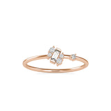 Baguette Courtier Round Diamond Ring Rose Gold