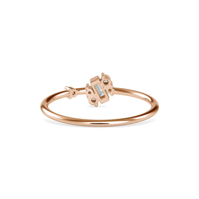 Baguette Courtier Round Diamond Ring Rose Gold