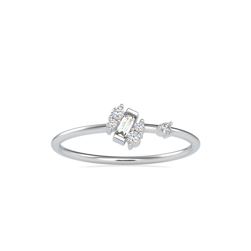 Baguette Courtier Round Diamond Ring Platinum