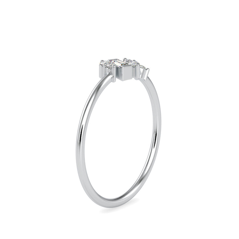 Baguette Courtier Round Diamond Ring Platinum