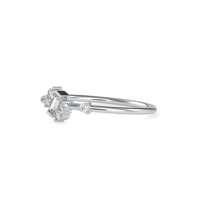 Baguette Courtier Round Diamond Ring White Gold