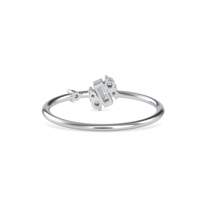 Baguette Courtier Round Diamond Ring Platinum