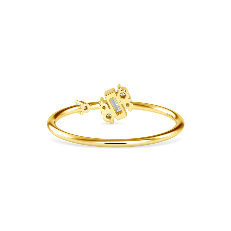 Baguette Courtier Round Diamond Ring Yellow Gold