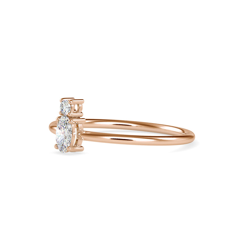 Oval Benign Diamond Ring Rose Gold