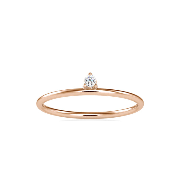 Round Leaning Delicate Diamond Ring Rose Gold