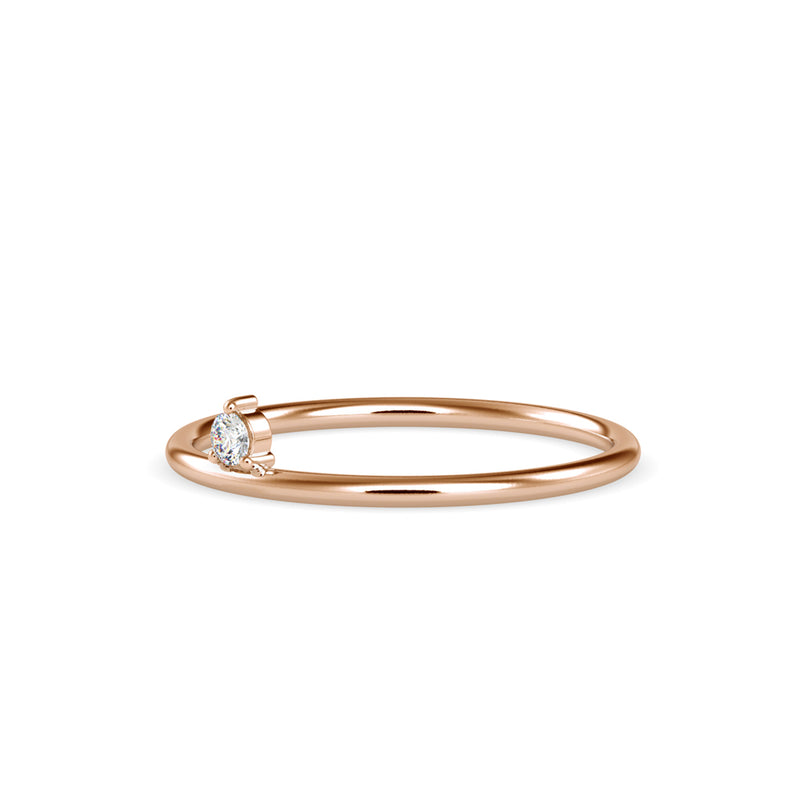 Round Leaning Delicate Diamond Ring Rose Gold