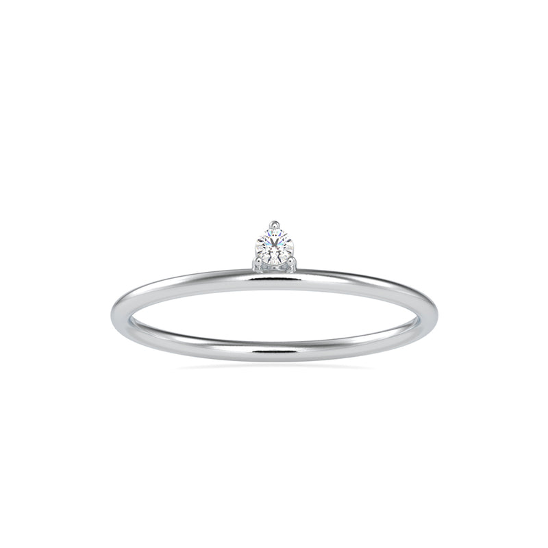 Round Leaning Delicate Diamond Ring White Gold