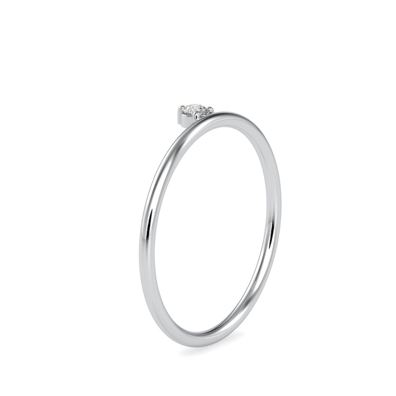 Round Leaning Delicate Diamond Ring Platinum