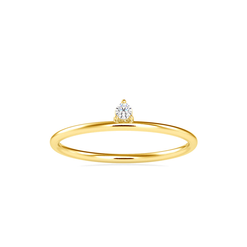 Round Leaning Delicate Diamond Ring Yellow Gold