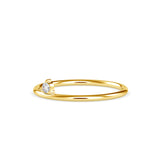 Round Leaning Delicate Diamond Ring Yellow Gold