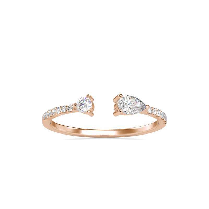 Rosie Pear Round Diamond Ring Rose Gold