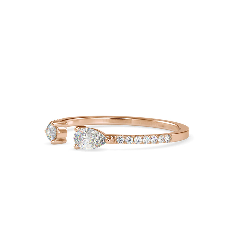 Rosie Pear Round Diamond Ring Rose Gold