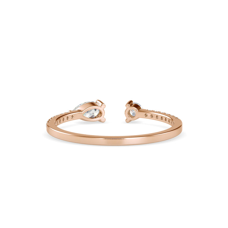 Rosie Pear Round Diamond Ring Rose Gold