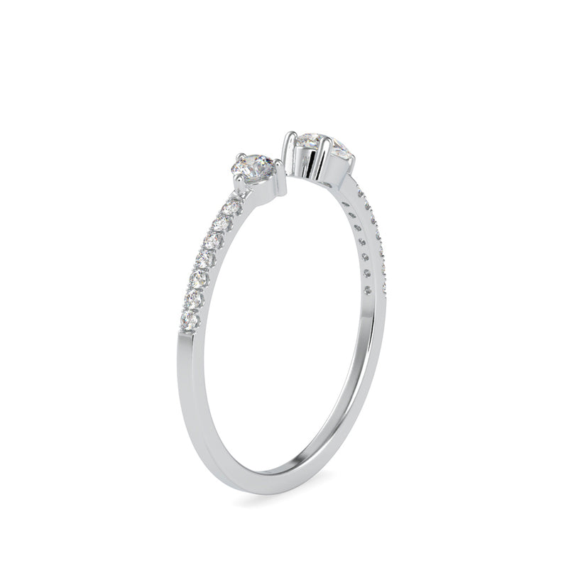 Rosie Pear Round Diamond Ring White Gold