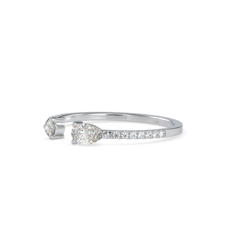 Rosie Pear Round Diamond Ring Platinum