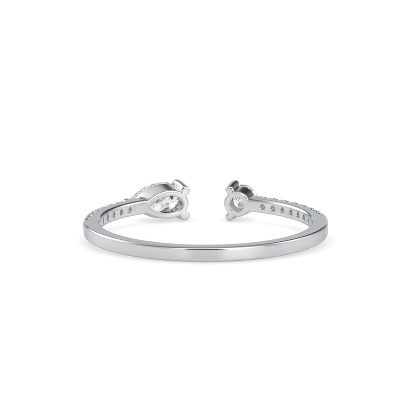 Rosie Pear Round Diamond Ring White Gold