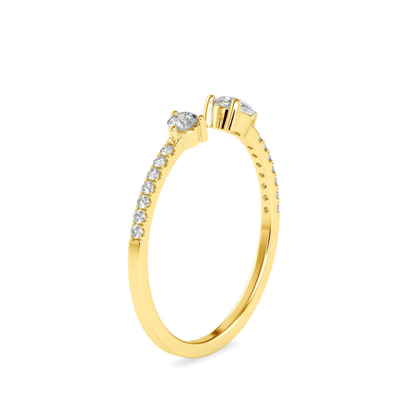 Rosie Pear Round Diamond Ring Yellow Gold