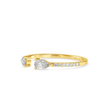 Rosie Pear Round Diamond Ring Yellow Gold