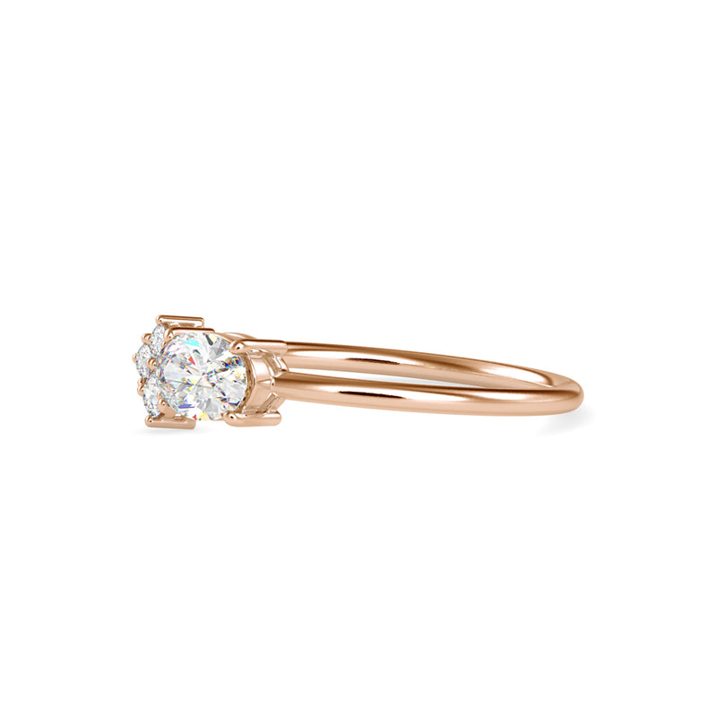 Oval Cicero Delicate Diamond Ring Rose Gold