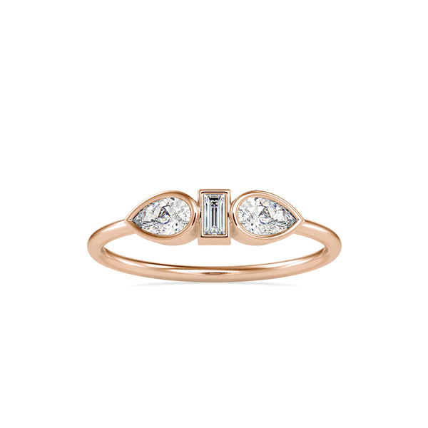 Lucila Pear Baguette Diamond Ring Rose Gold