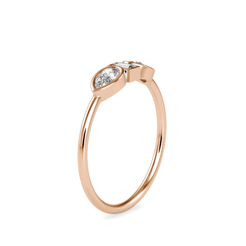 Lucila Pear Baguette Diamond Ring Rose Gold