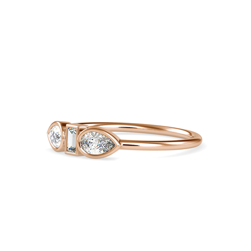 Lucila Pear Baguette Diamond Ring Rose Gold