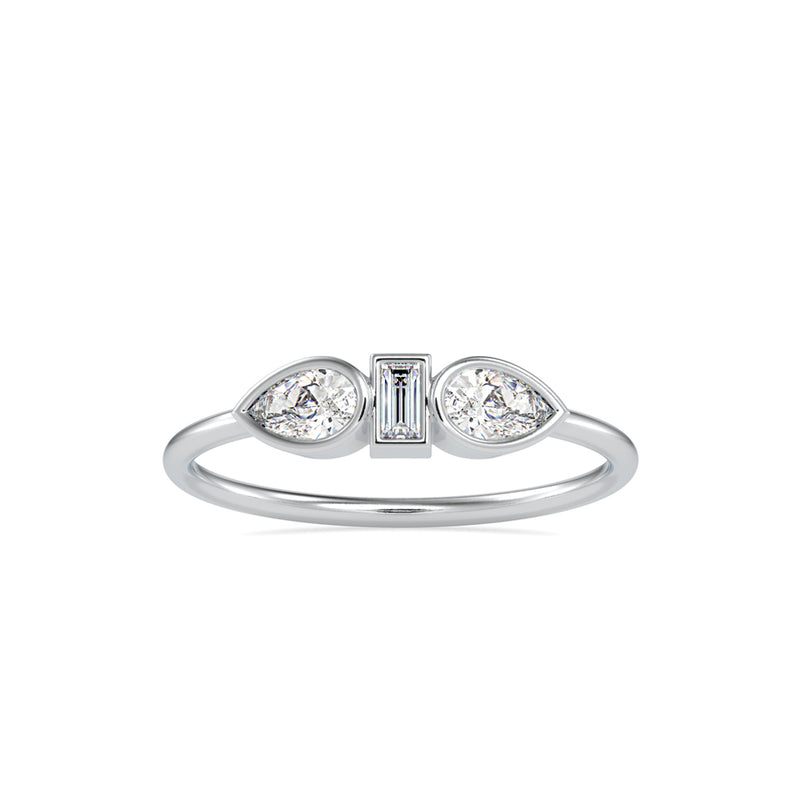 Lucila Pear Baguette Diamond Ring Platinum